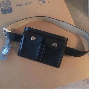 Vince Camuto Double Pocket Leather Fanny Pack Belt